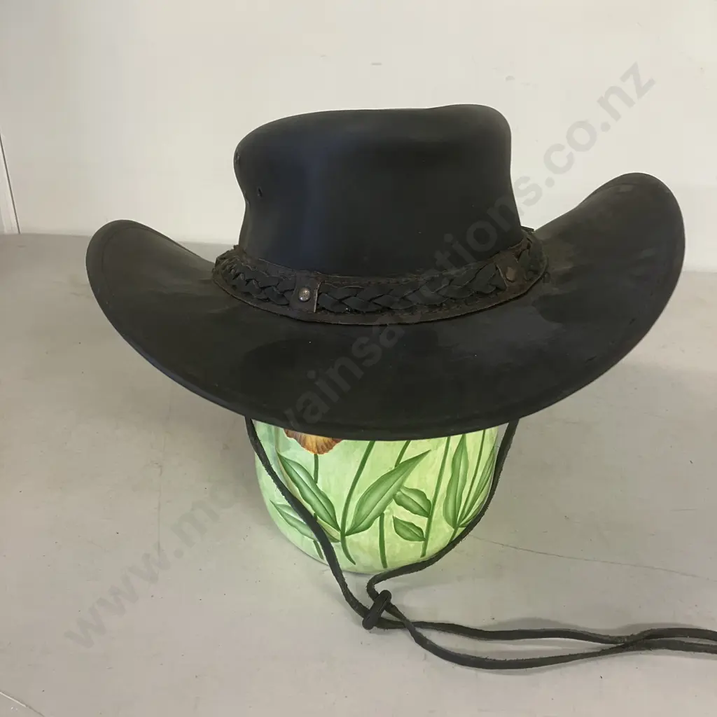 Wagga Wagga Size L Leather Hat by Outback Trading NZ Image 1++