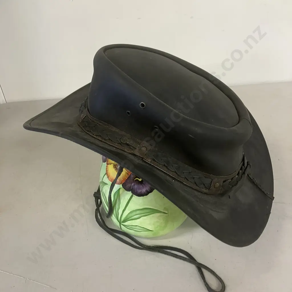 Wagga Wagga Size L Leather Hat by Outback Trading NZ Image 1++