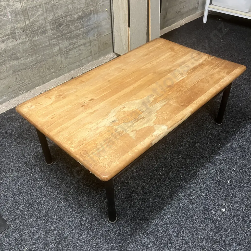 Rimu Coffee Table With Black Steel Base. H44 W120 D71cm Image 1++