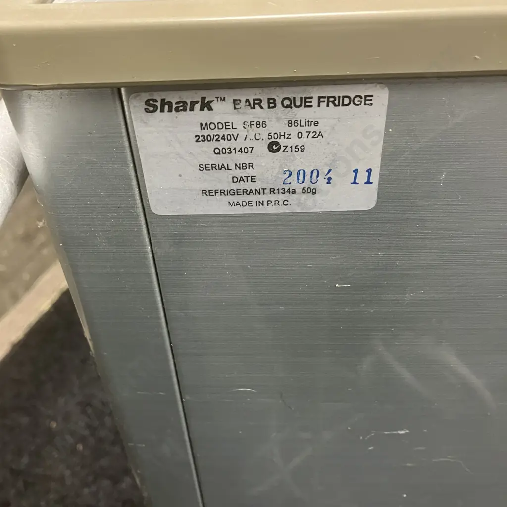 Shark 86 Litre Mobile Bar B Que Fridge - Model SF86 (Light Not Working) Image 1++