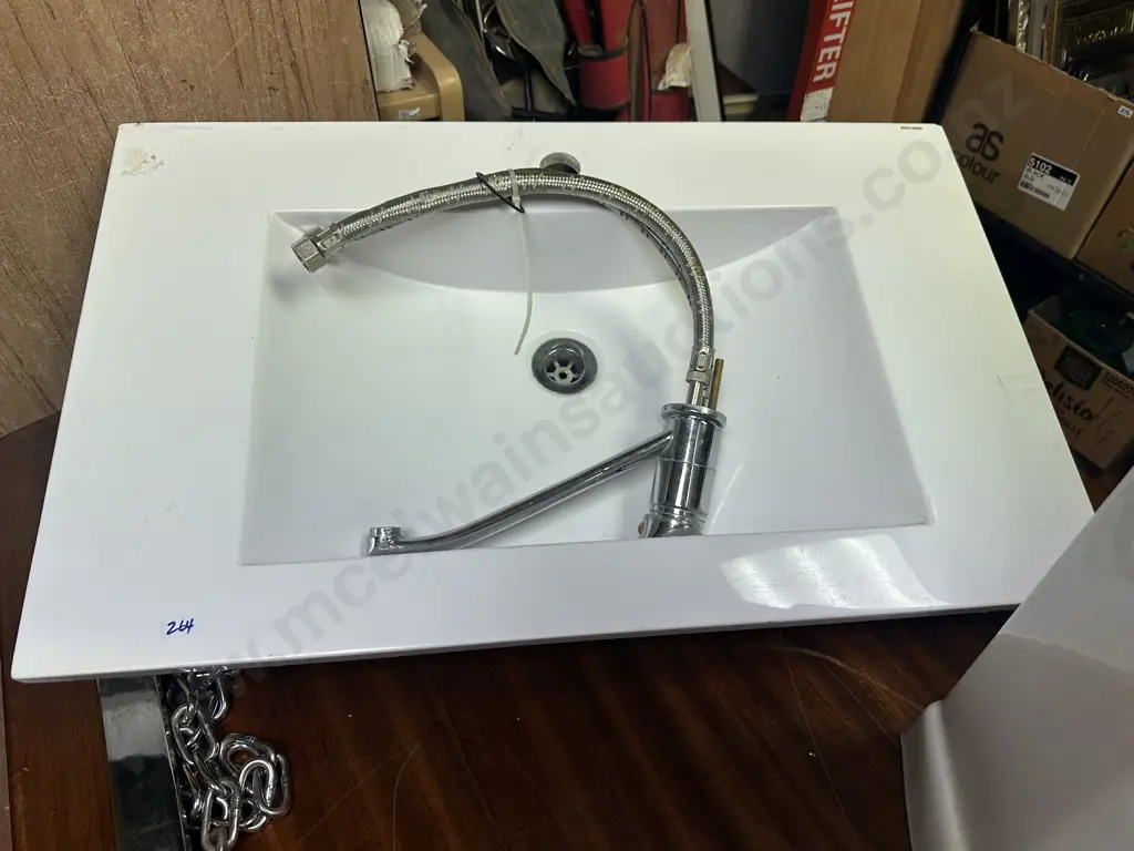 Wurth Square Basin With Aquatica Tap. 75 x 46cm (Small Chips) Image 1++