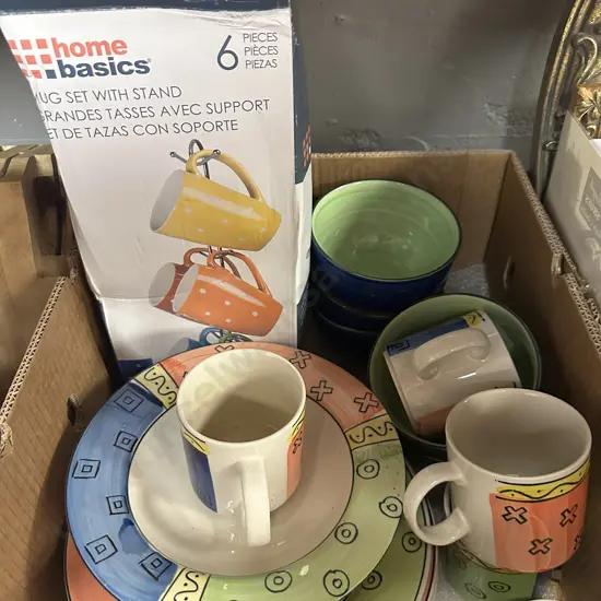 Italia Sango Hand Painted Dinnerware & Home Basics Mug Set With Stand