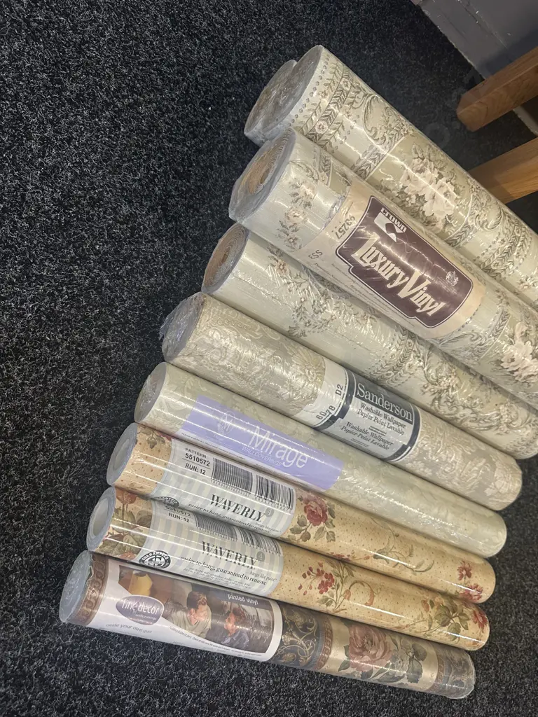 Selection Of Vintage Wallpaper Including Crown Luxury Vinyl x5 Rolls, Sanderson, Waverly Etc Image 1++
