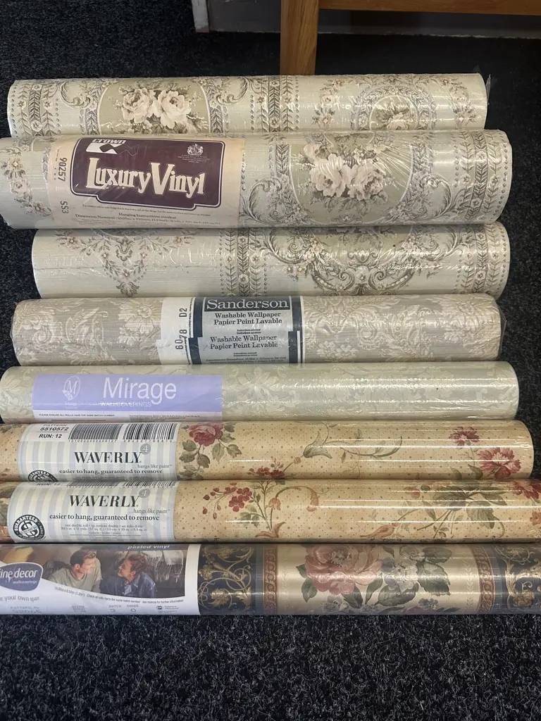 Selection Of Vintage Wallpaper Including Crown Luxury Vinyl x5 Rolls, Sanderson, Waverly Etc Image 1++