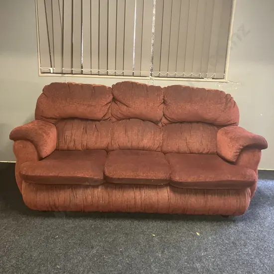 John Young Furniture 3 Seater Rolled Arm Sofa IN Burgundy / Black Fabric