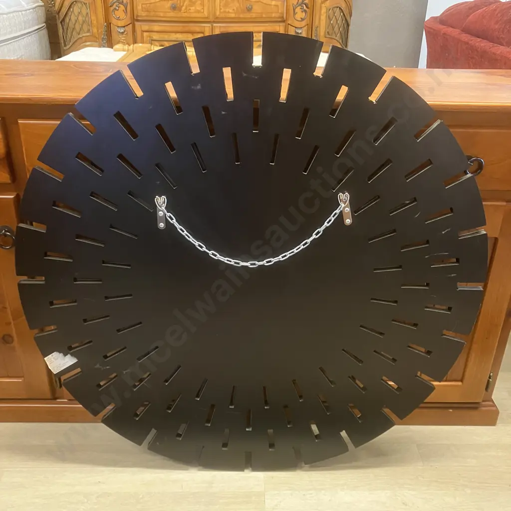 Round Glass Art 100cm Wall Mirror - Framed With Offset Mosaic Glass Panels Ex Harvey Norman Image 1++