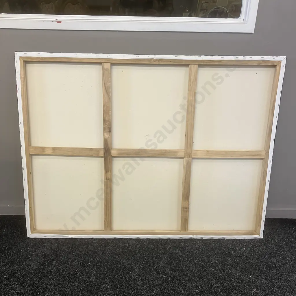 Large Painting On Canvas Interior Scene In Cubist Style. 92 x 122cm Image 1++