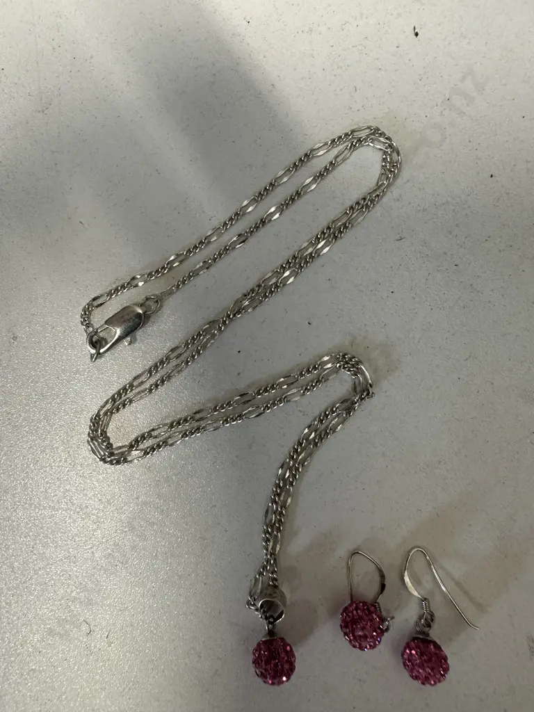 Stamped 925 Necklace & Earring Set Image 1++