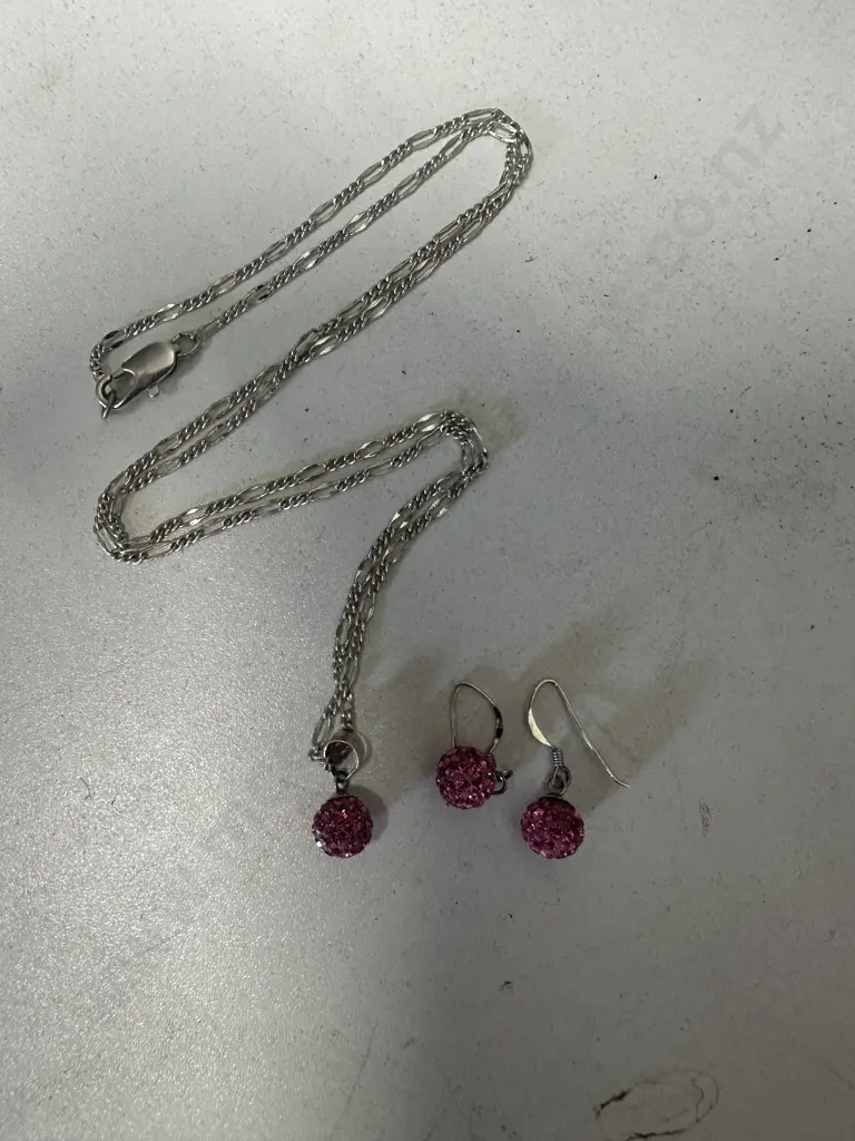 Stamped 925 Necklace & Earring Set Image 1++