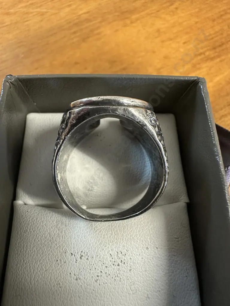 Stamped Sterling Silver Horse Shoe Biker Signet Ring Image 1++