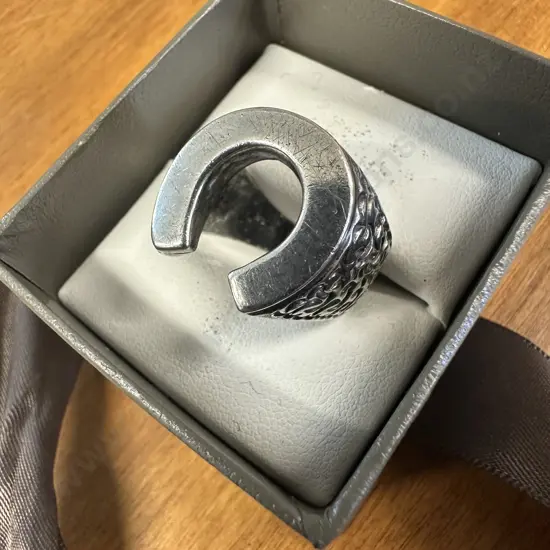 Stamped Sterling Silver Horse Shoe Biker Signet Ring