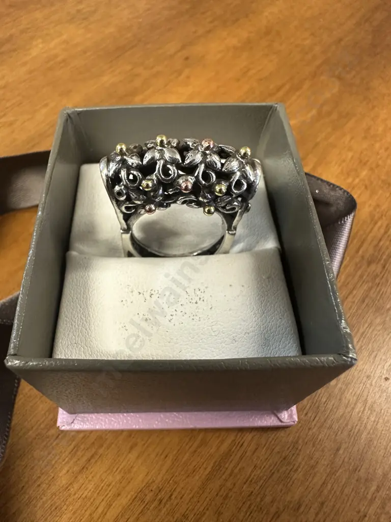 Stamped 925 Floral Detailed Ring Image 1++