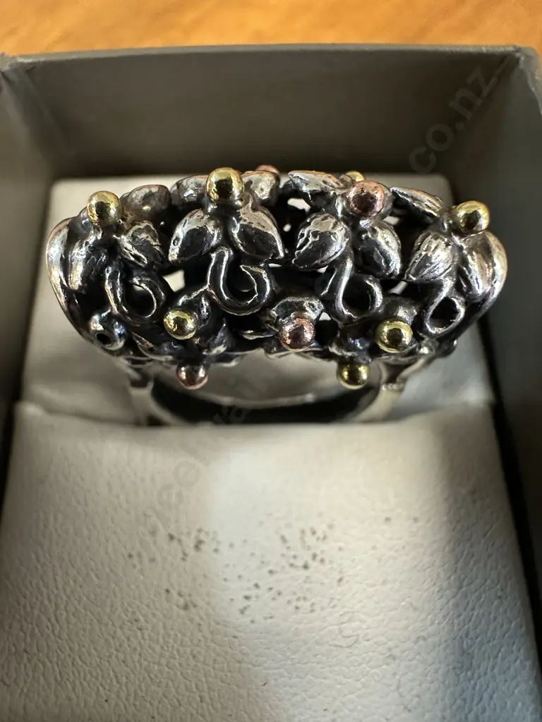 Stamped 925 Floral Detailed Ring Image 1++