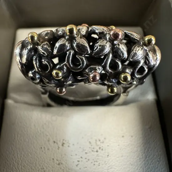 Stamped 925 Floral Detailed Ring