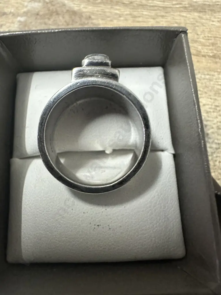 Stamped Dome Shaped Signet Ring With Blue Stone  Image 1++