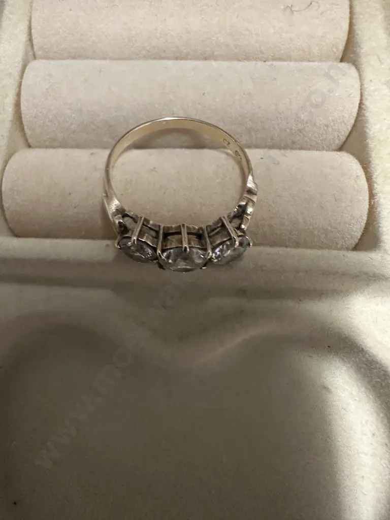 Gold Ring Stamped  With 3 Clear Stones Image 1++