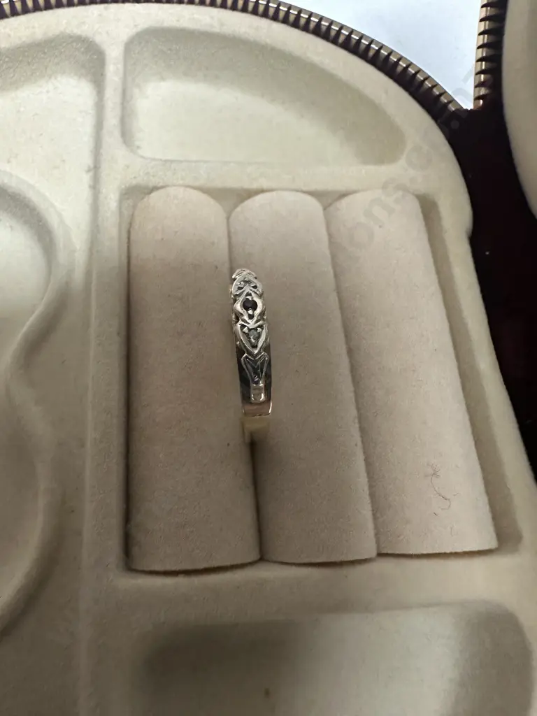 Gold Ring Stamped 375 With Small Ruby Stone & Diamonds Each Side Image 1++