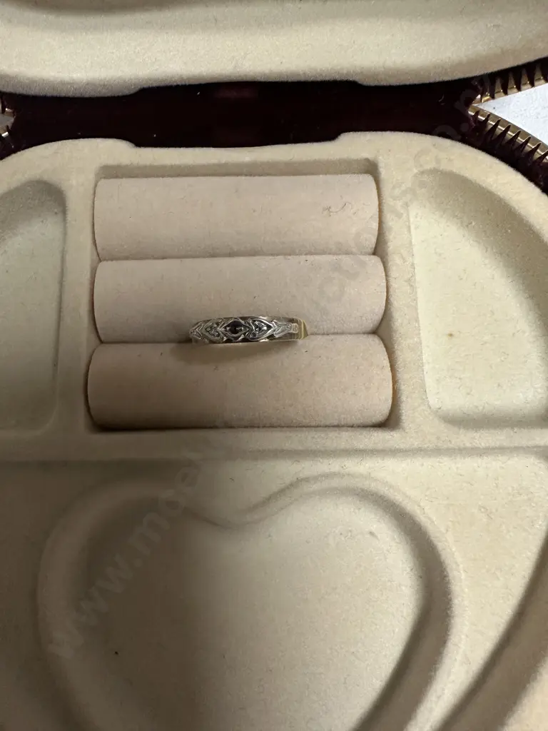 Gold Ring With Blue Saphire And Clear Stones Image 1++