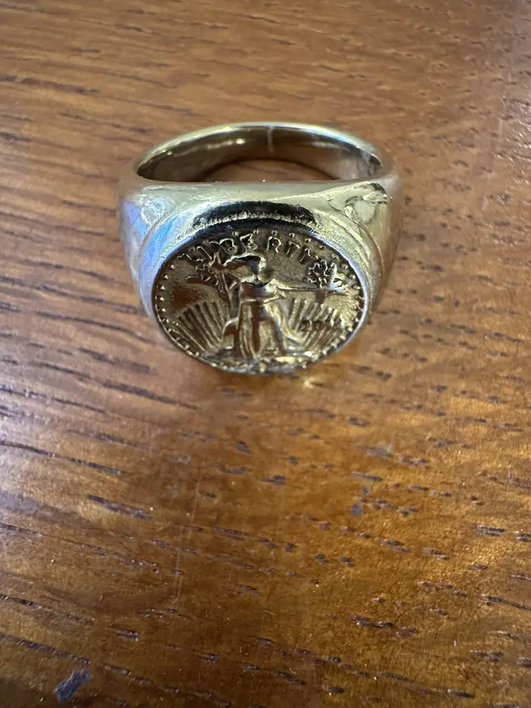 Large Gold Colour Mens 'Liberty' Signet Ring Image 1++