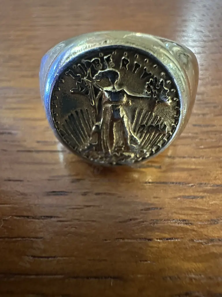 Large Gold Colour Mens 'Liberty' Signet Ring Image 1++