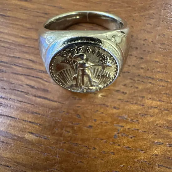 Large Gold Colour Mens 'Liberty' Signet Ring
