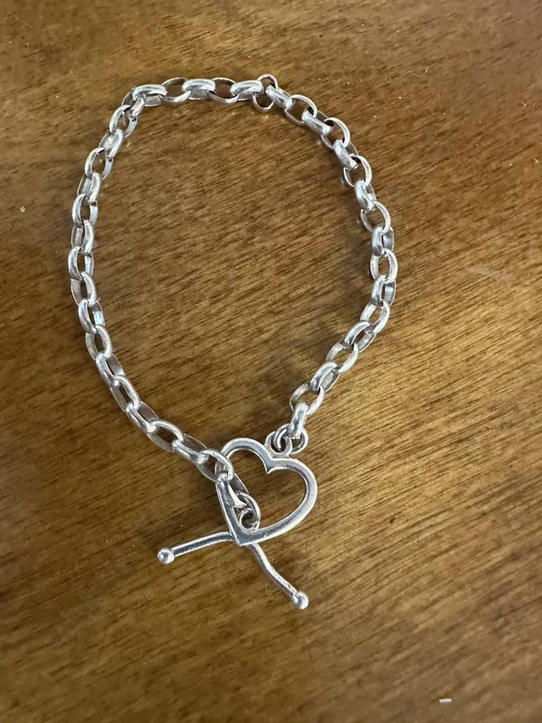 Silver Belcher Bracelet Heart & Arrow Lock Mechanism Image 1++