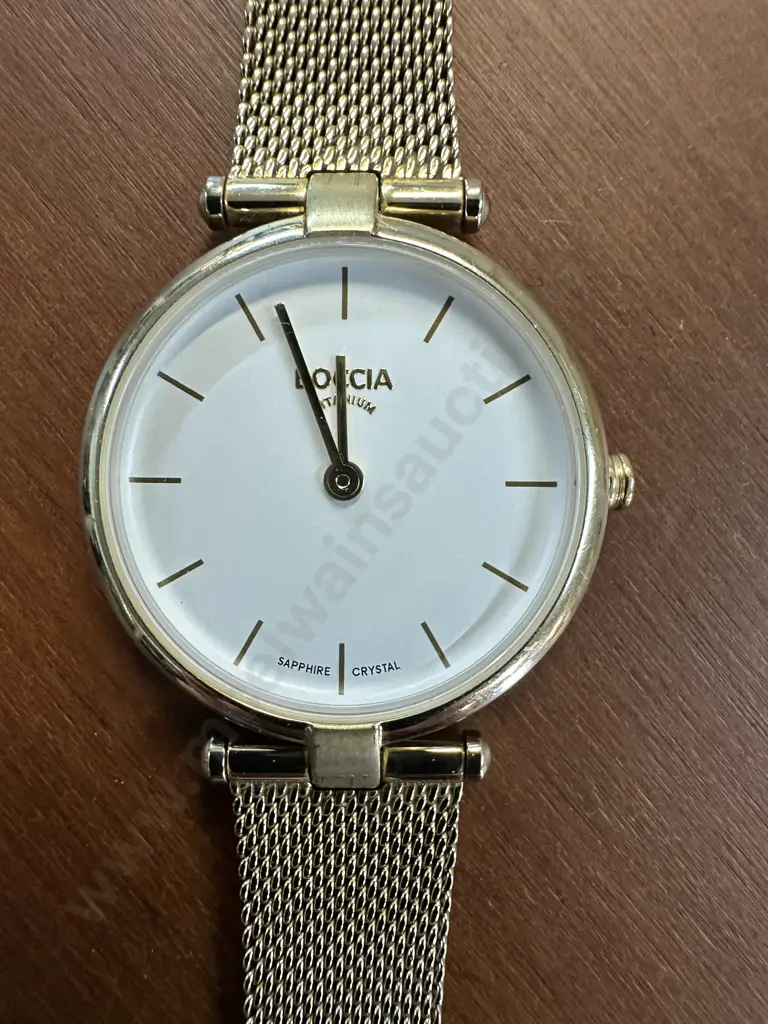 BOCCIA Womens Gold Plated Titanium Dress Watch With Gold Mesh Strap - #3340 30 Image 1++