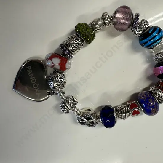 Pandora Bracelet With Around 22 Charms Including Pandora Heart