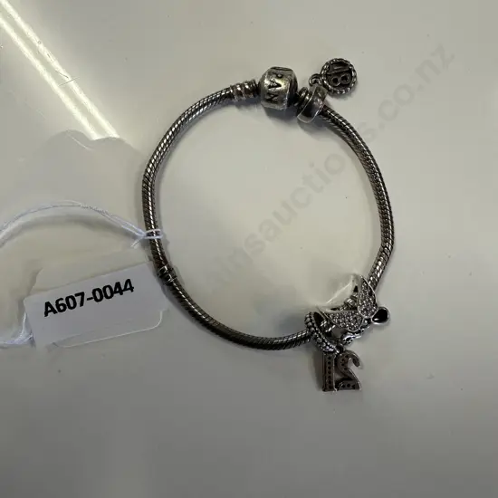 Pandora Bracelet With Three Charms - 21, 18 & Butterfly