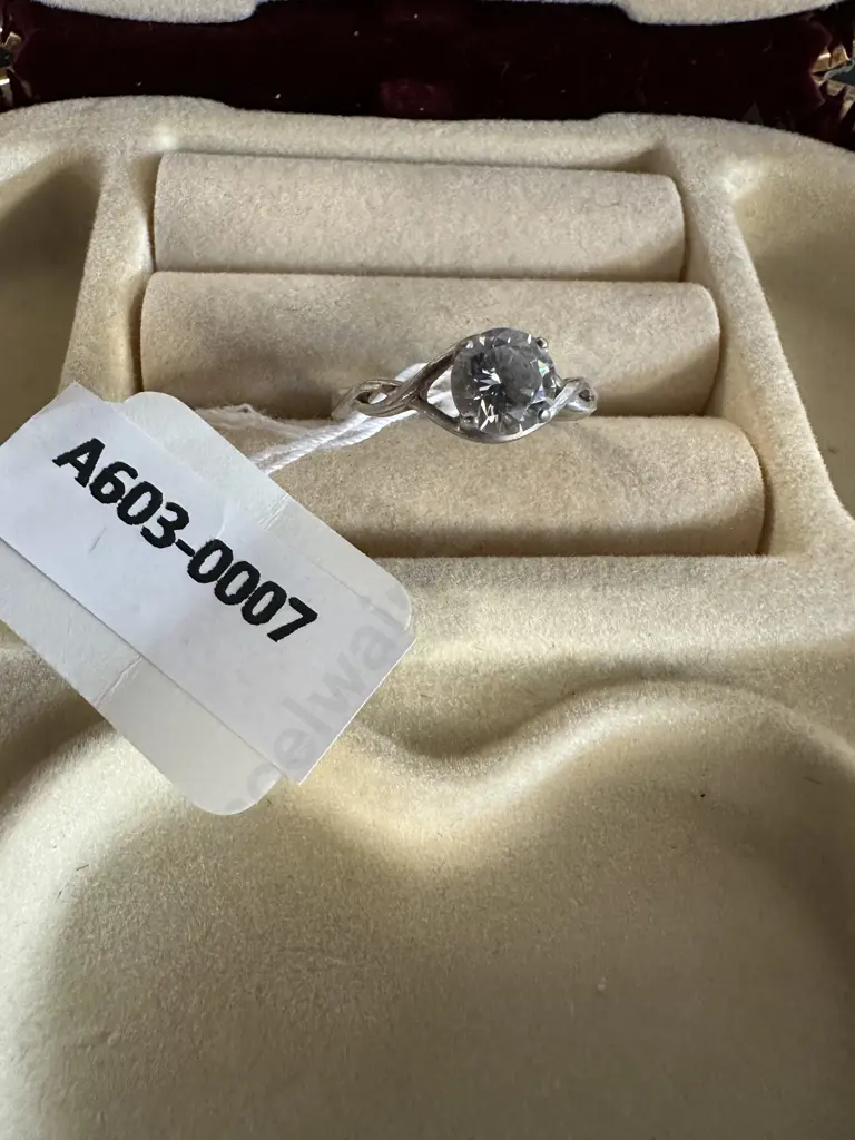 Silver Ring Stamped 925 With Clear Stone Image 1++