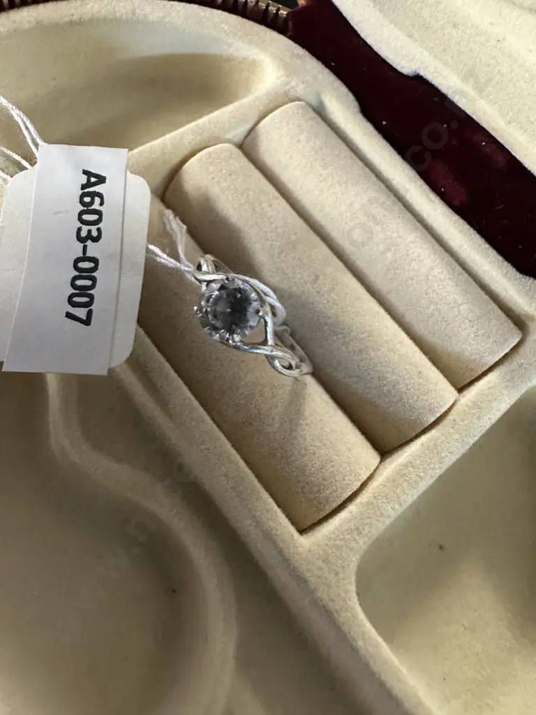Silver Ring Stamped 925 With Clear Stone Image 1++