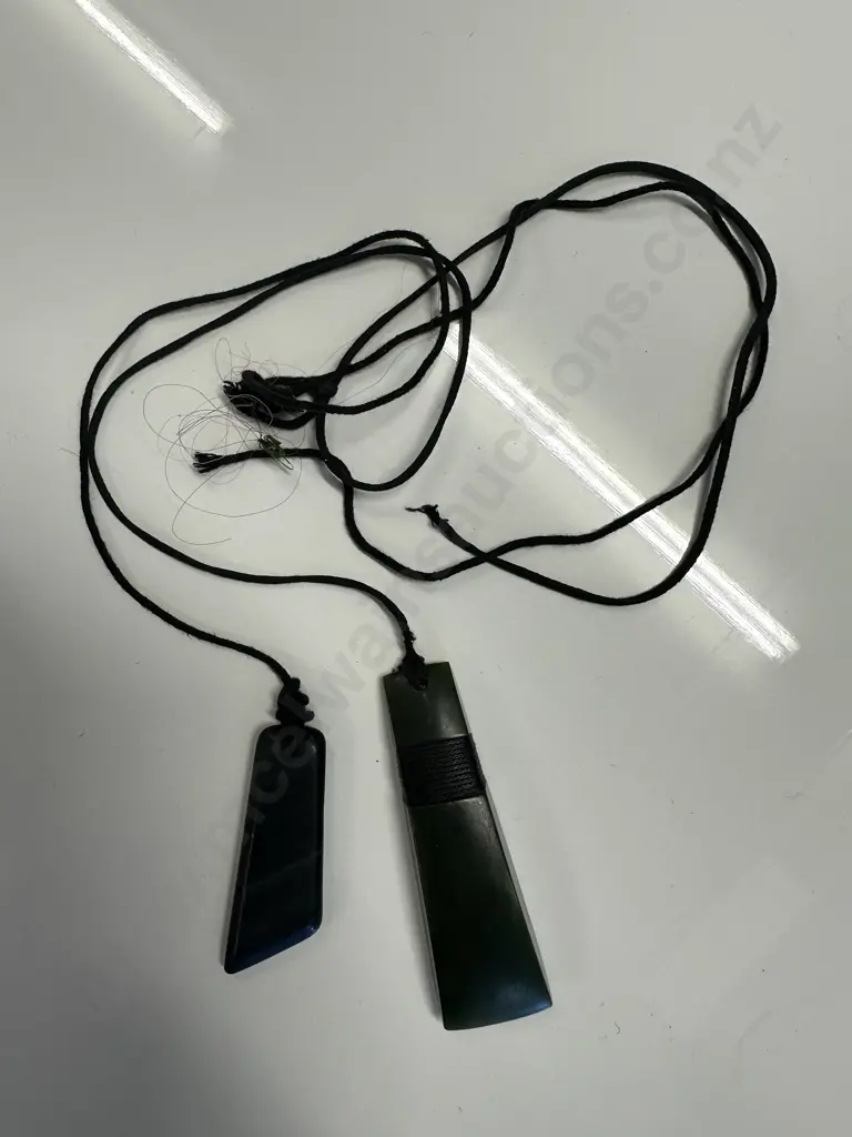 Pair of Greenstone Pendants. L5.5 & 8cm Image 1++