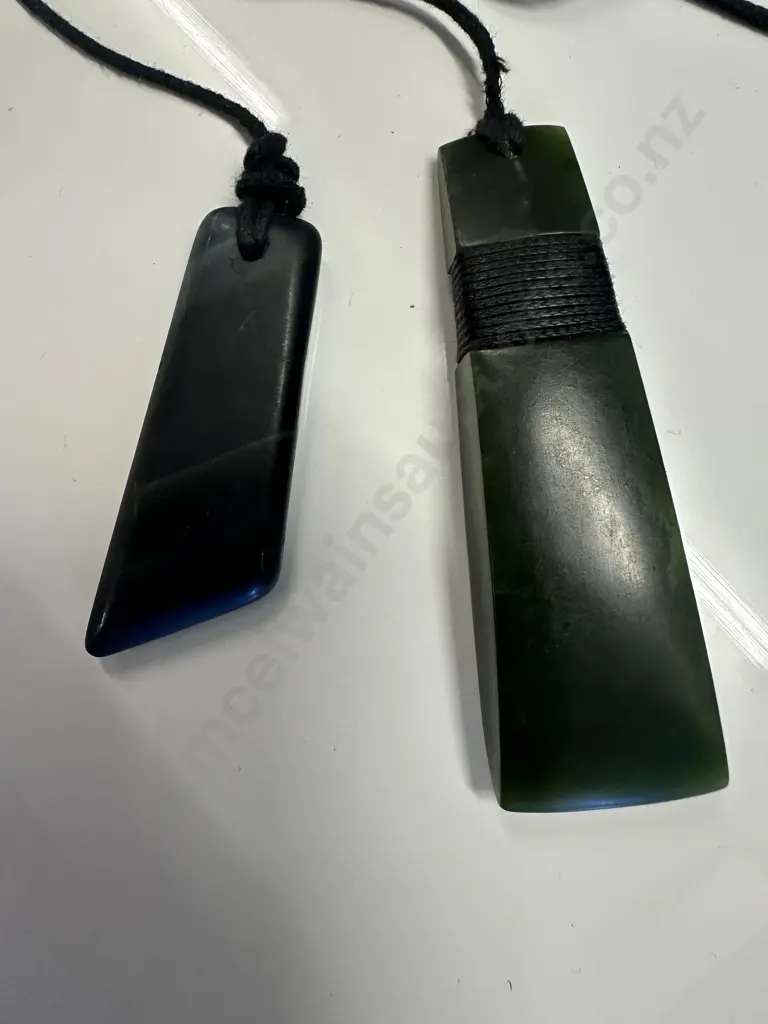 Pair of Greenstone Pendants. L5.5 & 8cm Image 1++