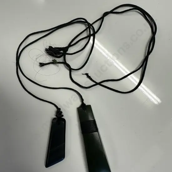 Pair of Greenstone Pendants. L5.5 & 8cm