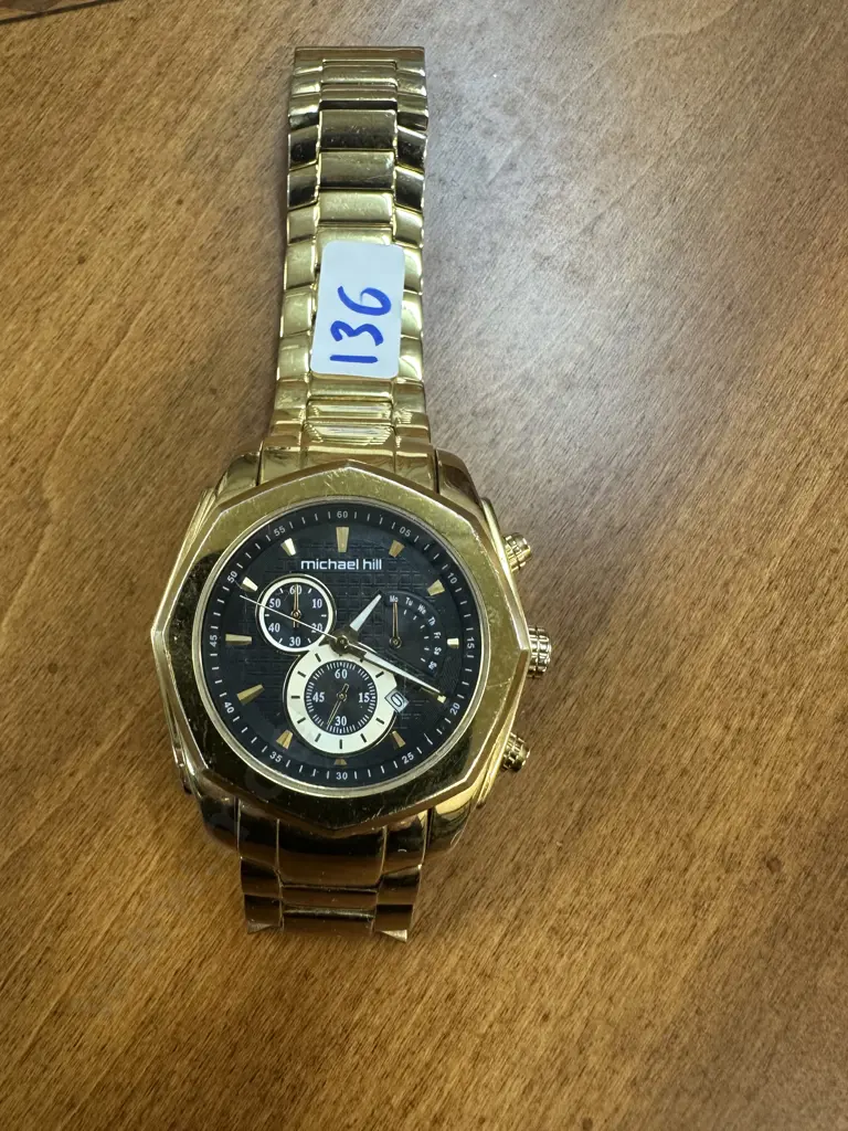 Michael Hill Men's Solar Chronograph Watch in Gold Tone Stainless Steel - Model 9393 Image 1++