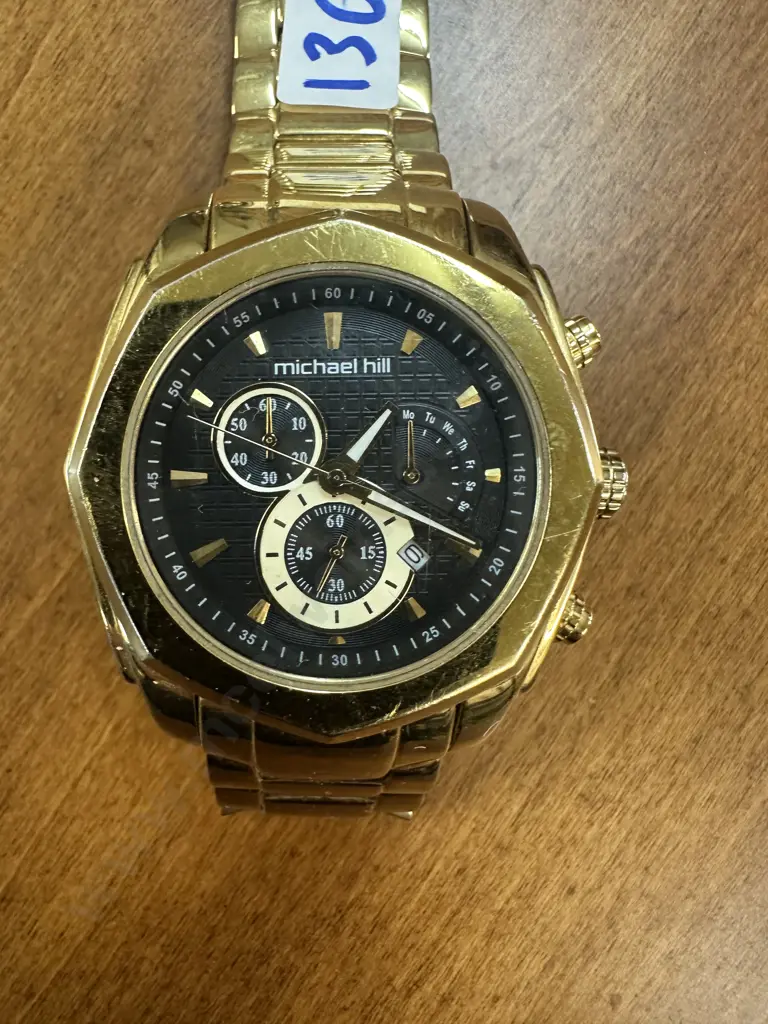 Michael Hill Men's Solar Chronograph Watch in Gold Tone Stainless Steel - Model 9393 Image 1++