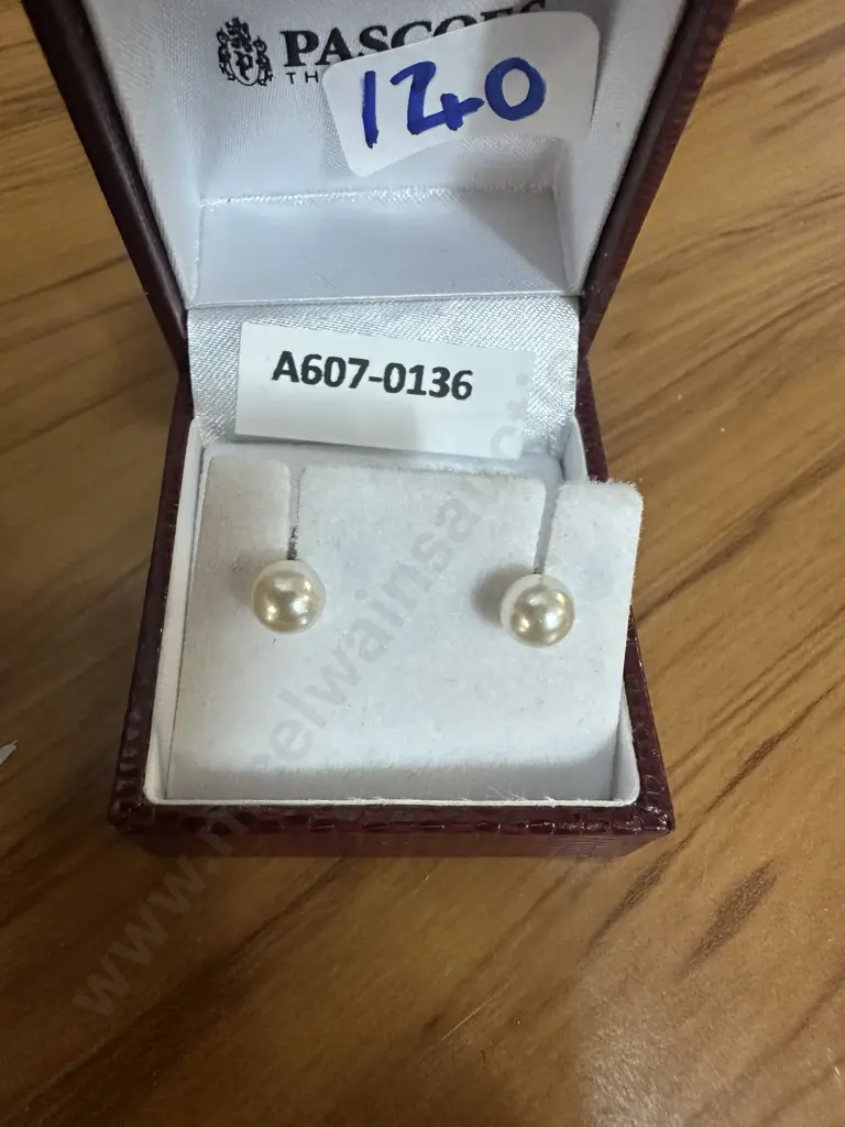 Pascoes Pearl Studs In Box Image 1++