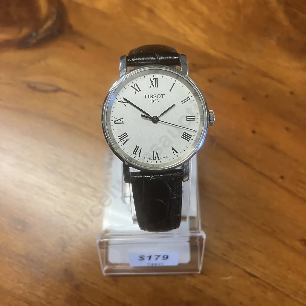 Tissot T109210 Silver Tone Black Leather Womens Swiss Watch Image 1++