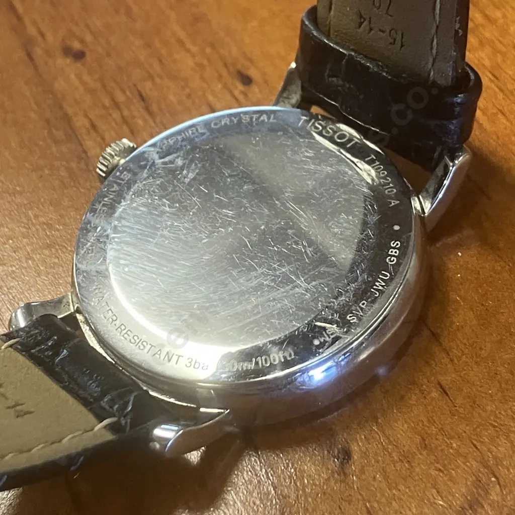 Tissot T109210 Silver Tone Black Leather Womens Swiss Watch Image 1++