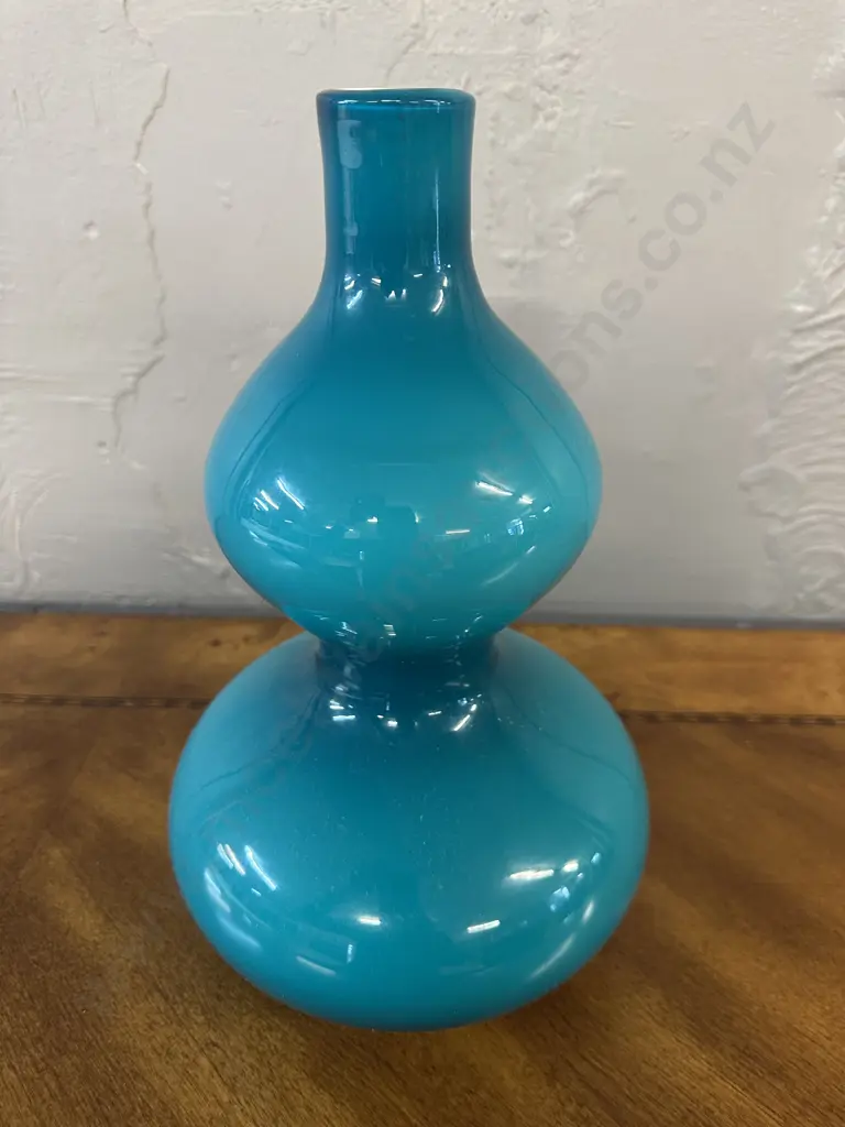 Stunning Blue Double Gourd Glass Vase. H33cm Image 1++