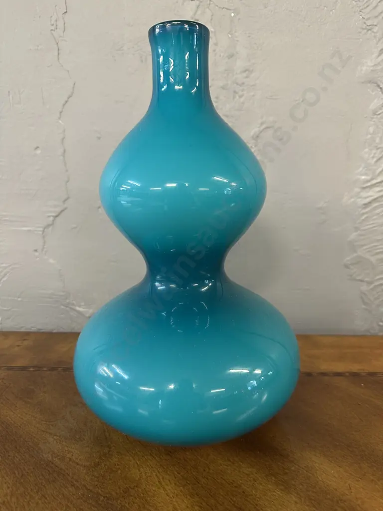 Stunning Blue Double Gourd Glass Vase. H33cm Image 1++