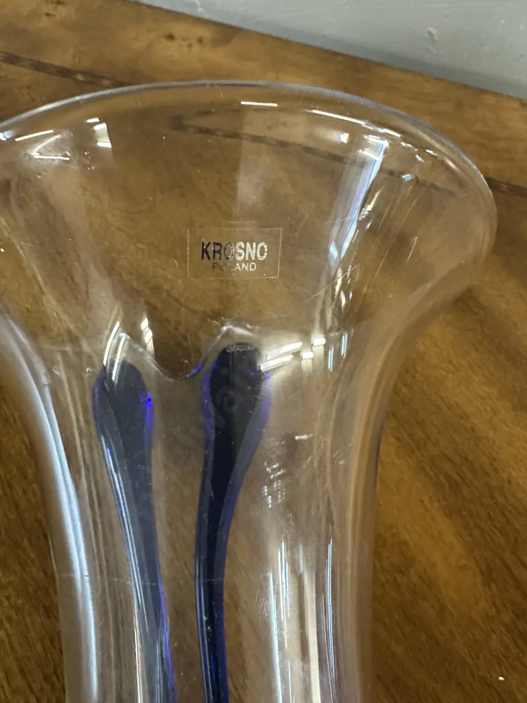 Vintage Krosno Flared Colbalt  Blue Glass Vase H20cm. Image 1++