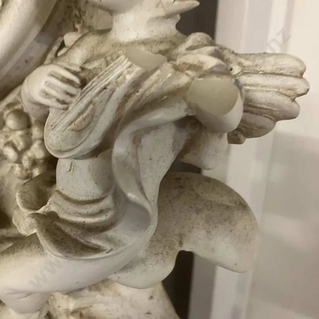 Rococo-style Grandfather Clock Featuring Cherubs & Waterfall Ornamentation, Battery Operated Clock & Pendulum. H187cm Image 1++