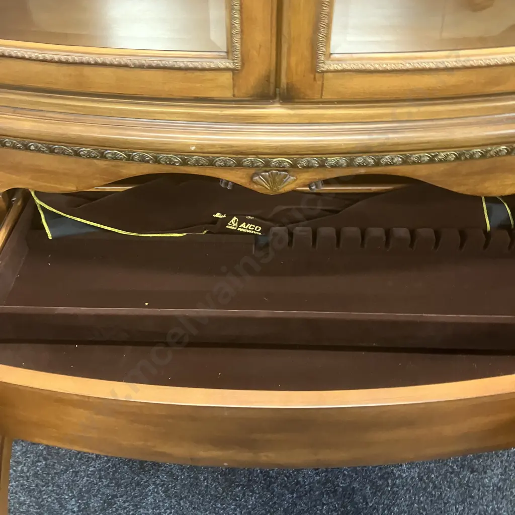 AICO by Michael Amini Venetian Honey Walnut Buffet With China Cabinet Top Image 1++