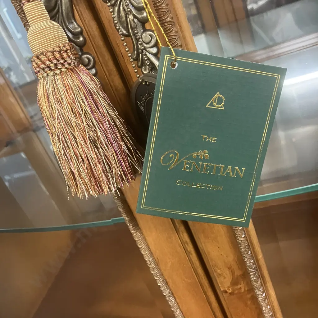 AICO by Michael Amini Venetian Honey Walnut Buffet With China Cabinet Top Image 1++