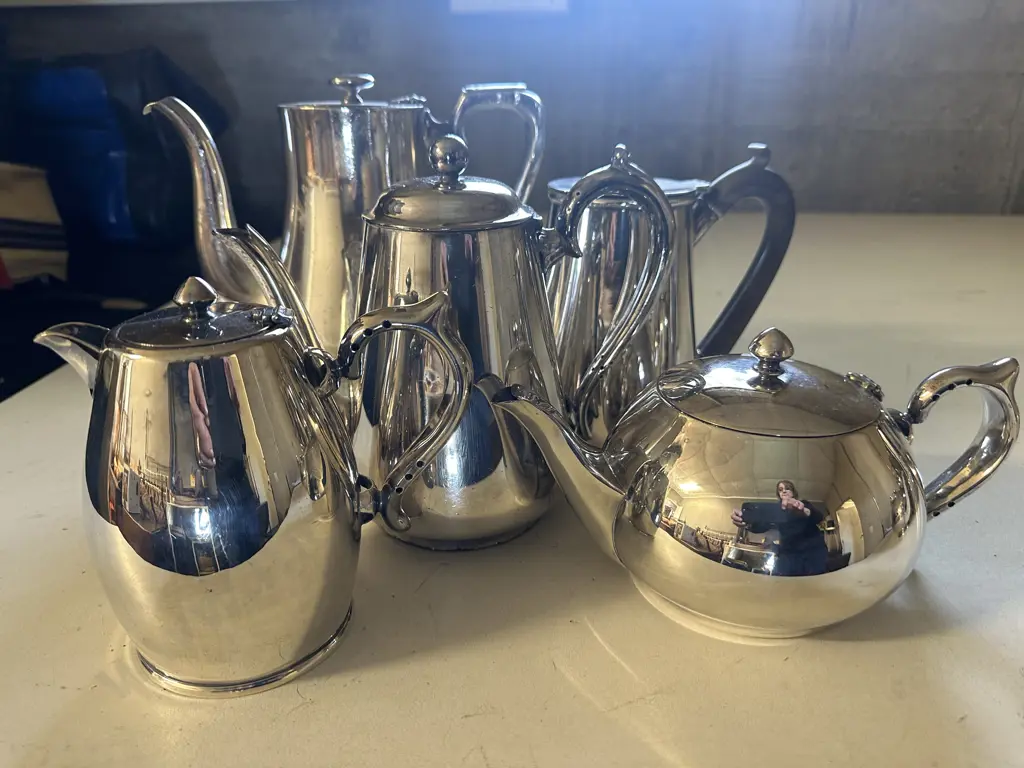 Assorted Vintage Silver Ware Coffee Pots & Teapot Including Waterhouse,Walker & Hall Etc Image 1++