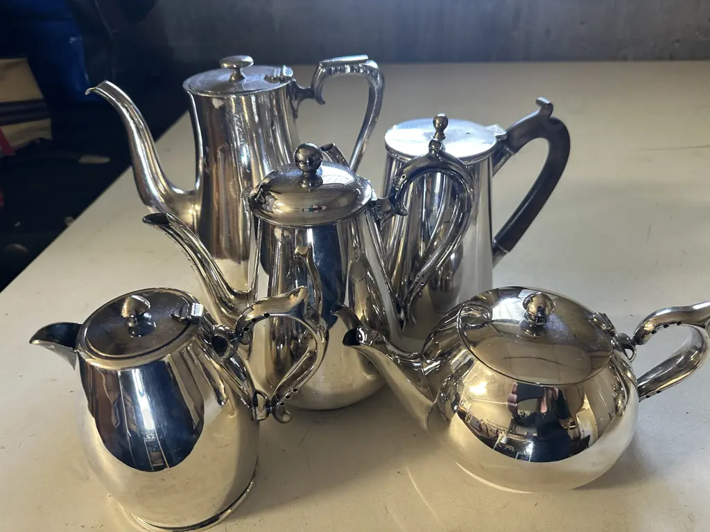 Assorted Vintage Silver Ware Coffee Pots & Teapot Including Waterhouse,Walker & Hall Etc Image 1++