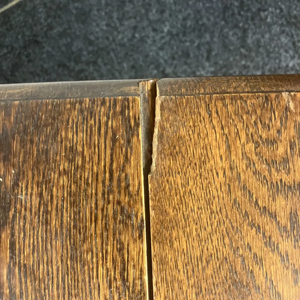 Art Deco Oak Drop Leaf Trolley Table, Single Drawer. H67 W71 D45 - Image 1++