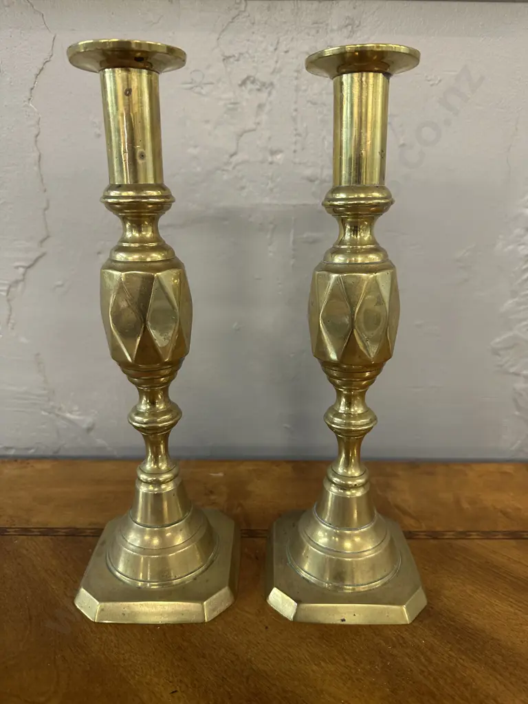Pair Of Brass Candle Stick Holders H28cm. Image 1++