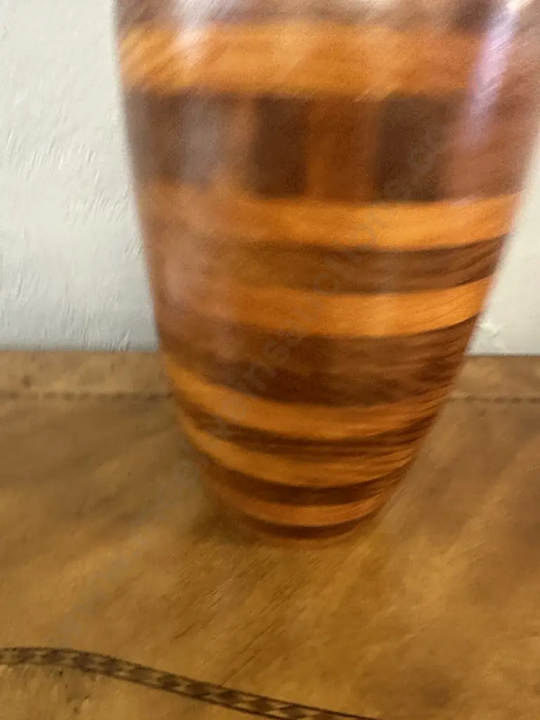 Handcrafted Wooden Lidded Urn H39cm. Image 1++